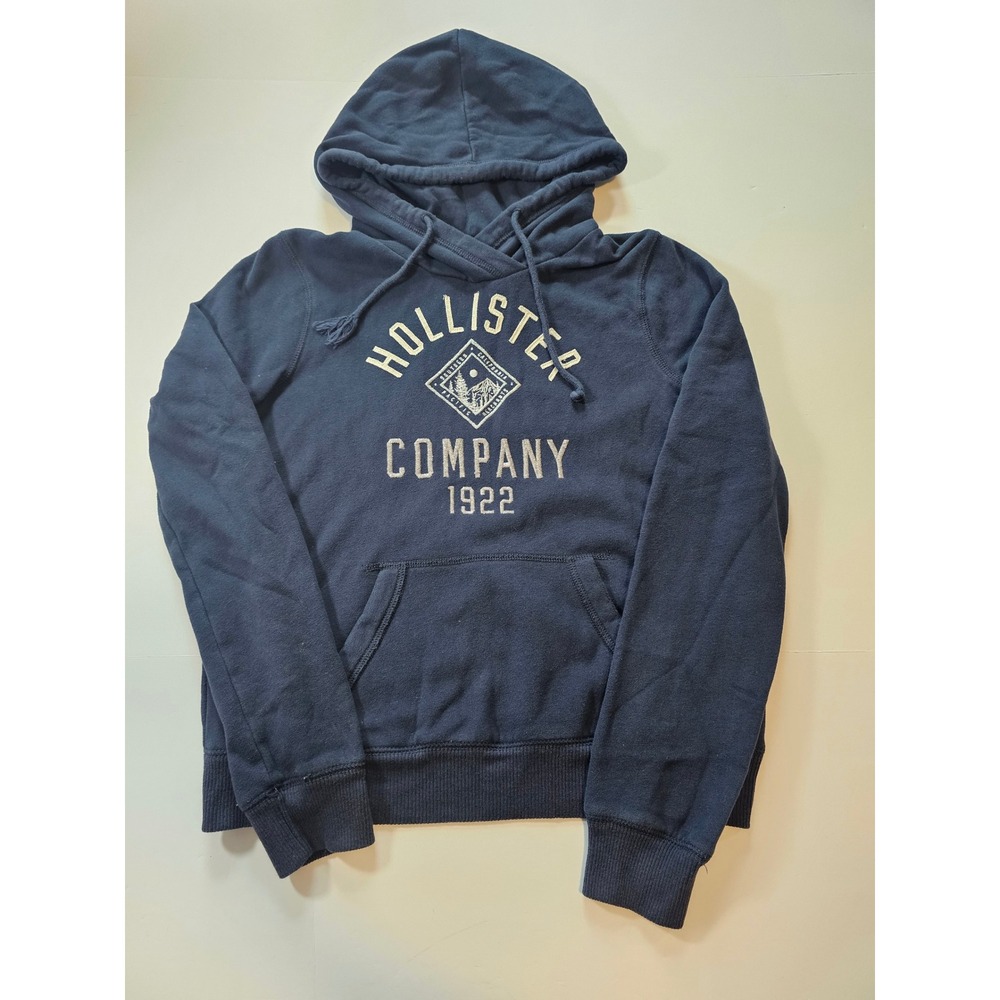 Hollister Hoodie Women Medium Navy Blue Graphic Pullover Sweatshirt